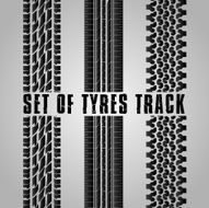Set of Tires track Vector set detailed tire print