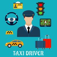 Taxi driver profession flat icons N2