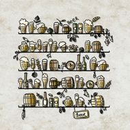 Shelves with beer sketch for your design