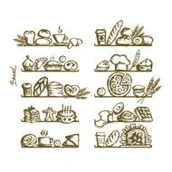Bakery on shelves sketch for your design
