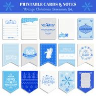 Christmas Retro Snowflakes Set - tags cards banners labels
