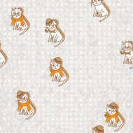 Cute Hipster Cats Seamless Pattern N3