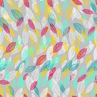 Flying leaves card vector seamless pattern background