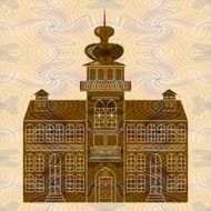 Old baroque castle building on textured background