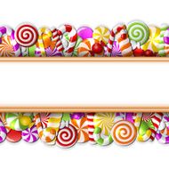 Sweet banner with colorful candies N2