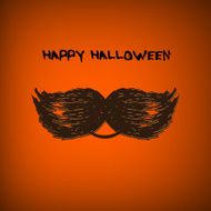 Vector pumpkin portrait with mustache for Halloween on background