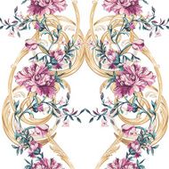 decorative flowers with barocco seamless pattern
