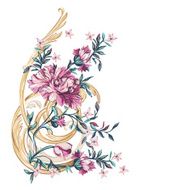 decorative flowers element with barocco pattern