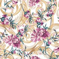 decorative flowers with barocco seamless pattern N2