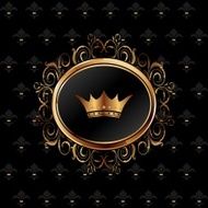 vintage background with floral frame and crown