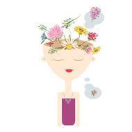 Girl thinks about beauty abstract concept design