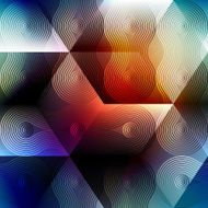 Geometric abstract pattern on blue blurred background