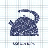 kitchen doodle sketch icon of kettle N2