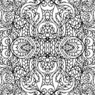 Abstract symmetry swirl ethnic seamless pattern Outline N2