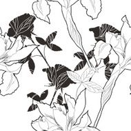 Black and white seamless pattern with flowers-10