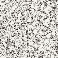 Seamless vector floral pattern of curved vines with hearts