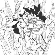 Black and white seamless pattern with flowers-08