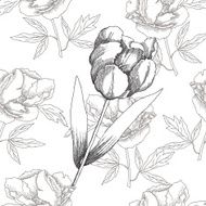 Black and white seamless pattern with flowers-03