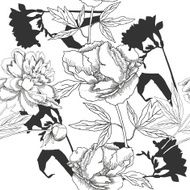 Black and white seamless pattern with flowers-01