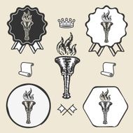 Flame torch vintage symbol emblem label collection N2