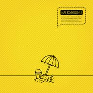 Beach umbrella in sand icon Bucket with shovel