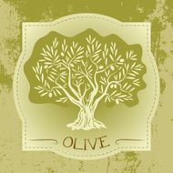 Grunge vintage label with olive tree N3