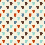 Retro colored coffee cups pattern N2