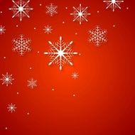White snowflakes on red background