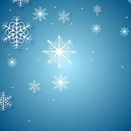 White snowflakes on blue background