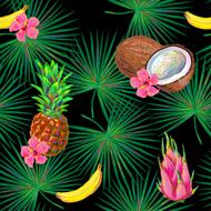 Seamless tropical pattern with fruits