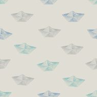 Paper boat seamless pattern in watercolor N2