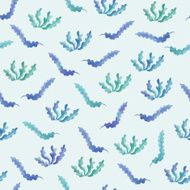 Algae seamless pattern in watercolor