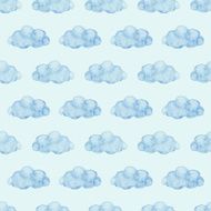 Clouds seamless pattern in watercolor