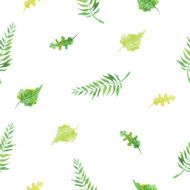 Green leafs seamless pattern in watercolor N4