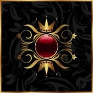 golden floral frame with crown