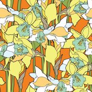 Seamless pattern with narcissus flowers N3