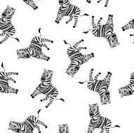 Seamless Funny Cartoon Zebra