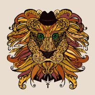 Vector illustration patterned head of the lion N3