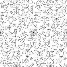 Seamless hand drawn doodle origami pattern N2