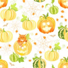 Decorative Halloween pumpkins seamless vector print