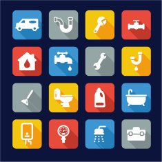 Plumbing Icons Flat Design N4