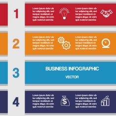 Four colour strips template for infographics N2