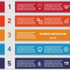 Five colour strips template for infographics N2