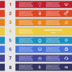 Eight colour strips template for infographics N2