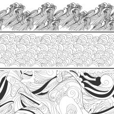 Tile hand drawing waves set N2
