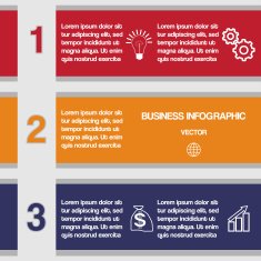 Three colour strips template for infographics N2