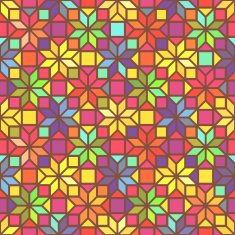 Star shape colorful geometric stained glass seamless pattern vector