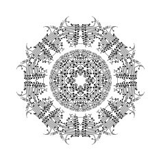 Round vector shape technical construction with connected lines and dots