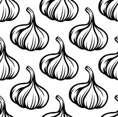 Garlic vegetables colorless seamless pattern