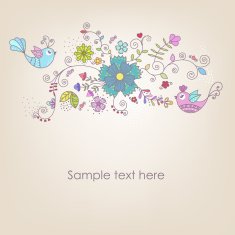 Bright background of birds and flowers